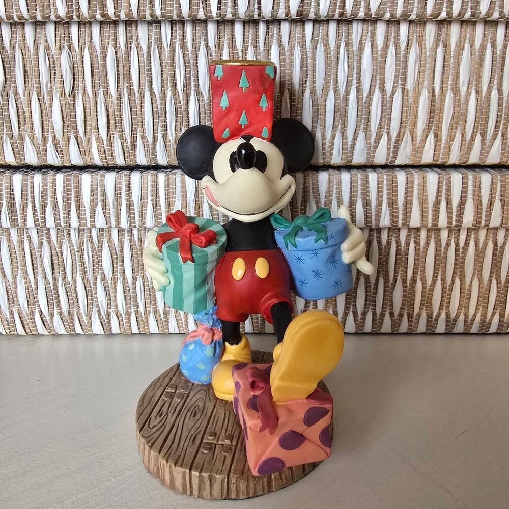 Disney Mickey Mouse Figurine – Holding Christmas Gifts – Holiday Collectible